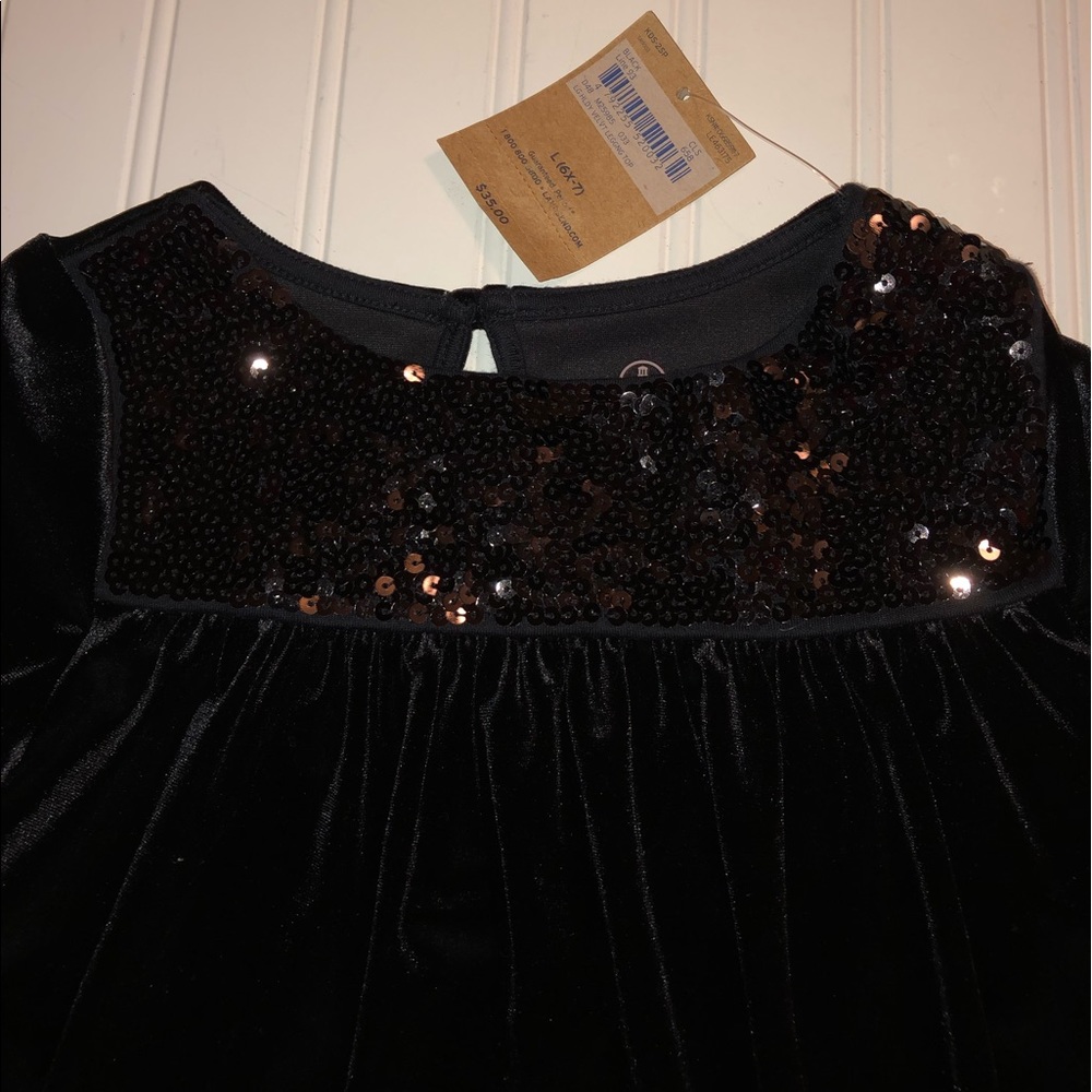 Landsend kids black velvet dress size L (6X-7) new - Picture 2 of 5